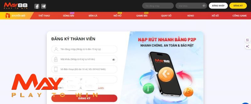 Biểu mẫu đăng ký May88
